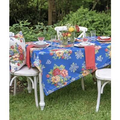 English Garden Blue Outdoor Tablecloth