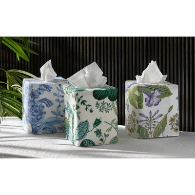 Matouk Pomegranate Linen Tissue Box Cover Emerald