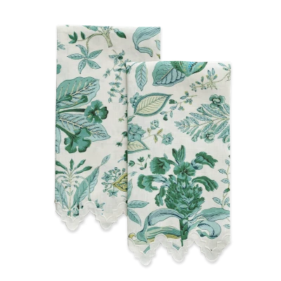 Matouk Pomegranate Linen Guest Towels Emerald