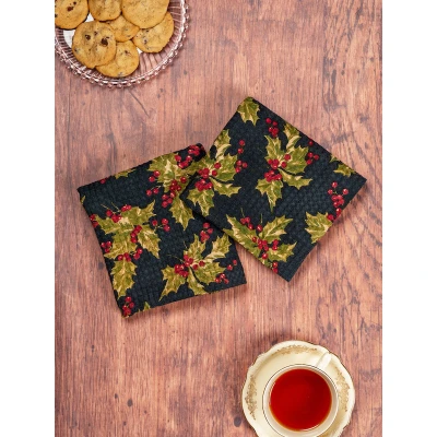 Winterberry Tea Towel - Black