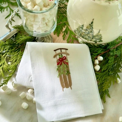 Christmas Sled Linen Towel