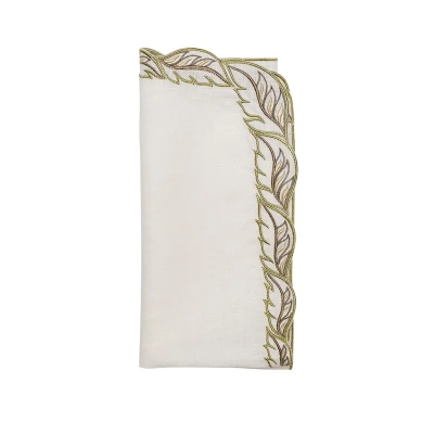 Winding Vines Napkin White & Green