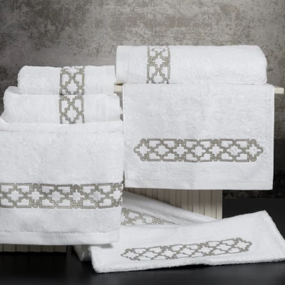 Fretwork Embroidery Soft Terry Towel