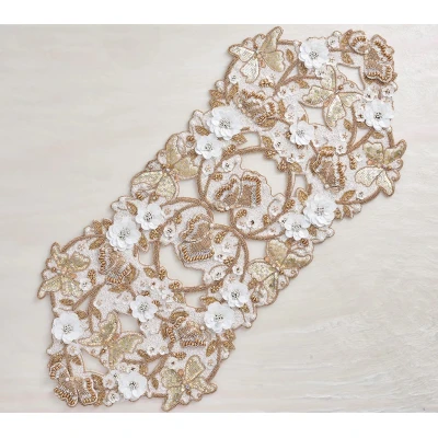 Papillon Runner in Ivory & Gold