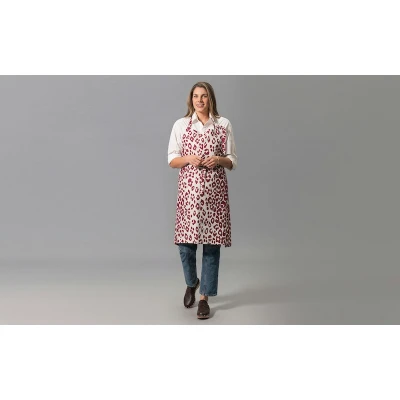 Matouk Schumacher Linen Apron Iconic Leopard Crimson