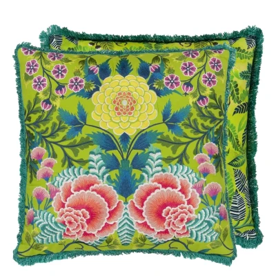 Brocart Decoratif Embroidered Lime Decorative Pillow