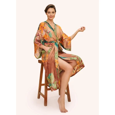 Botany Bliss Kimono Gown in Taupe