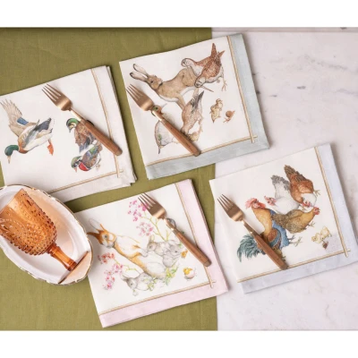Barn Friends Dinner Napkins Linen