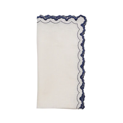 Arches Napkin White & Blue