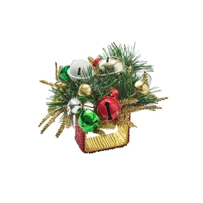 Jingle Bells Napkin Ring in Green, Red & Gold