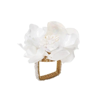 Gardenia Napkin Ring in White