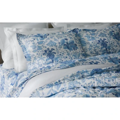 Matouk Schumacher Pomegranate Linen Porcelain Blue