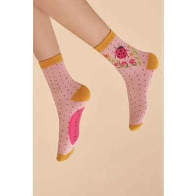 Ladybird Ankle Socks in Petal