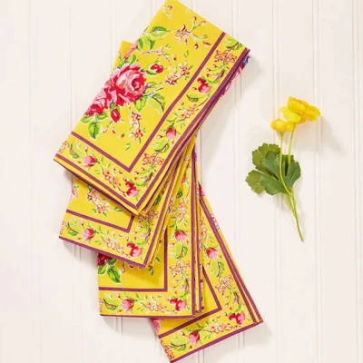Viola Rose Yellow Table Linens
