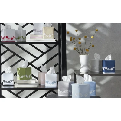 Matouk Daphne White Tissue Box Cover