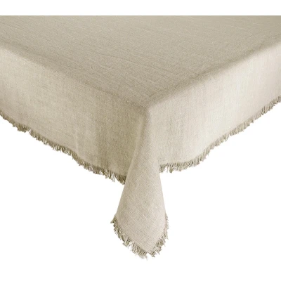 Fringe Tablecloth Natural and Silver