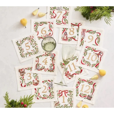Xmas Carol Cocktail Napkins
