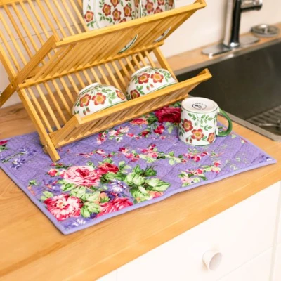 Cottage Rose Drying Mat in Periwinkle