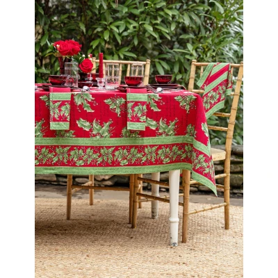 Holly Song Red Table Linens
